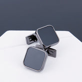 Men's Cufflinks Black Face Grey Copper Sleeve Stud